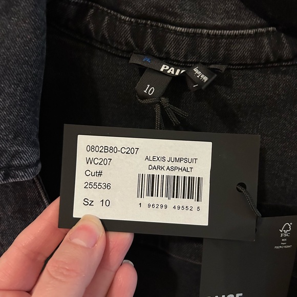 PAIGE Alexis Barrel  Denim jumpsuit NWT in dark asphalt size 10 - Picture 4 of 4